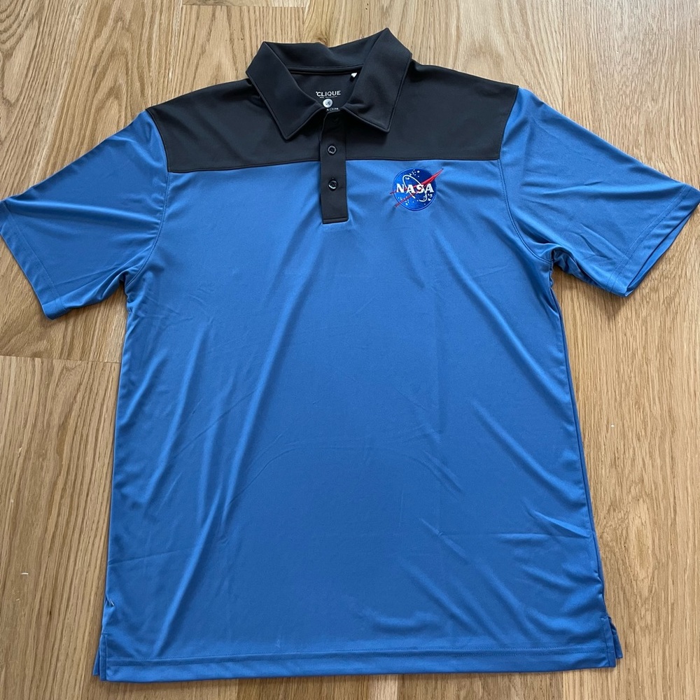 Mens short sleeve authentic NASA polo shirt.